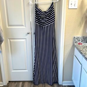 NWT Navy blue and white stripe maxi tube dress size XL